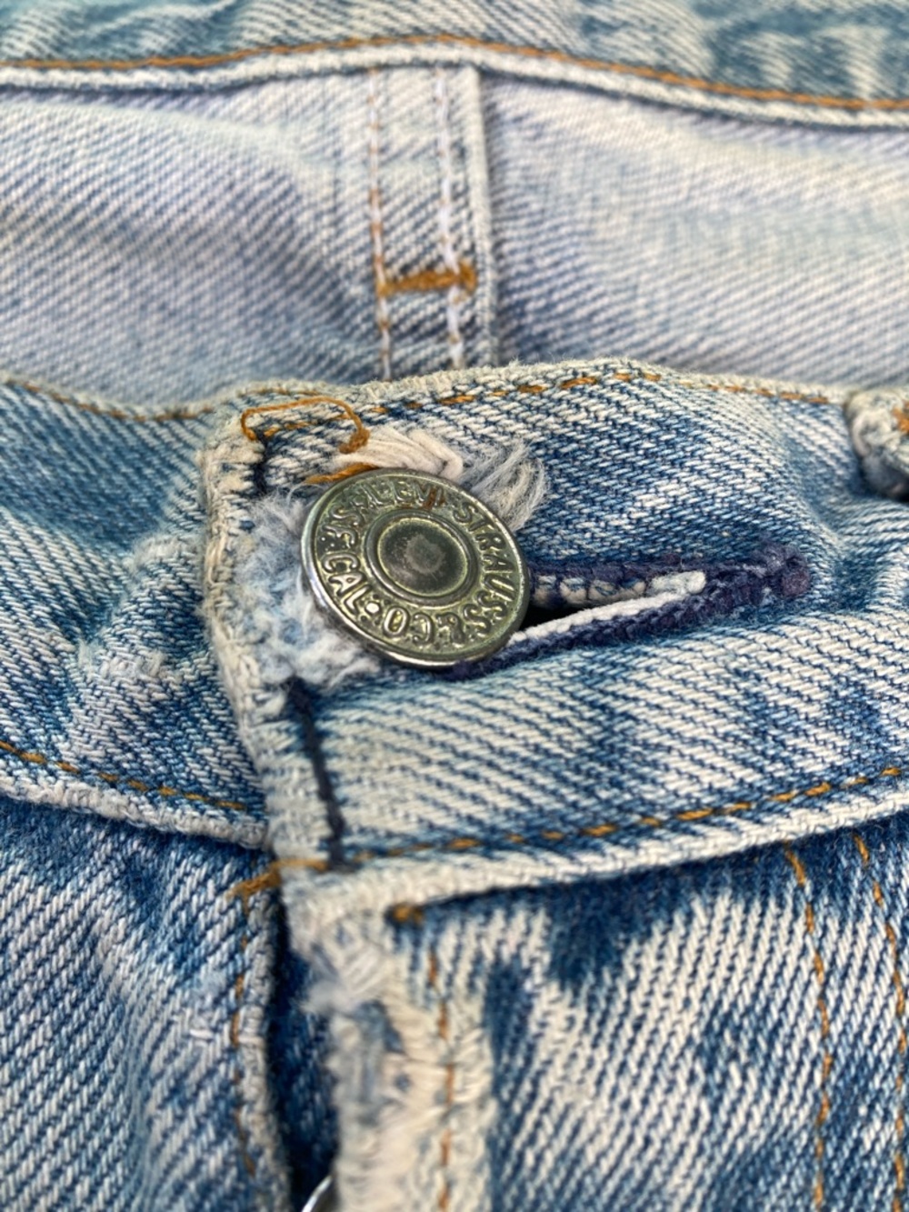 Levi's Light Wash Straight Leg Jeans with Multicolor Patchwork. Vintage 80’s - Picture 5 of 12